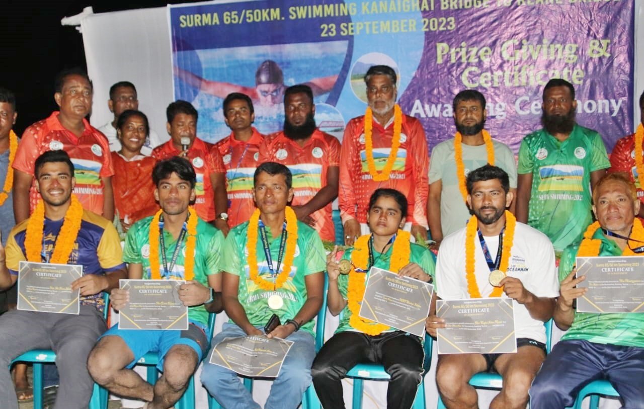 বাংলাদেশে প্রথম ৬৫ কিলোমিটার সাঁতার প্রতিযোগিতা সিলেটে সম্পন্ন