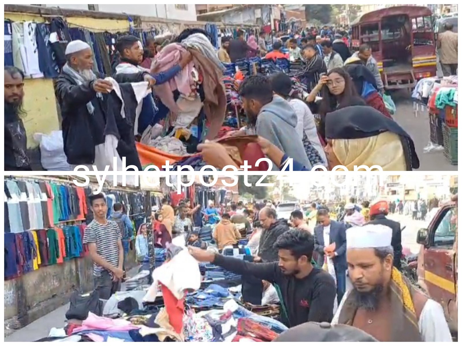 শীতে অস্থায়ী কাপড়ের ব্যবসা জমজমাট: আইউক্কা লাগিগেছে দেখিয়া লও বাচিয়া লও