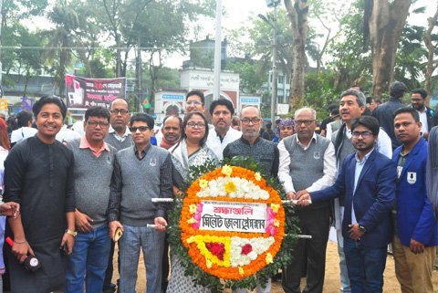 মহান শহীদ দিবস ও আন্তর্জাতিক মাতৃভাষা দিবসে সিলেট জেলা প্রেসক্লাবের শ্রদ্ধাঞ্জলি