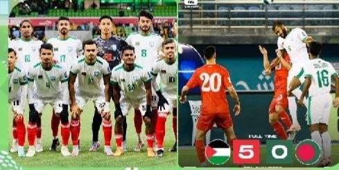 কুয়েতে বাংলাদেশ ফুটবল টিম যোদ্ধ বিধস্ত ফিলিস্তিনের কাছে ৫ গোলে হেরেছে