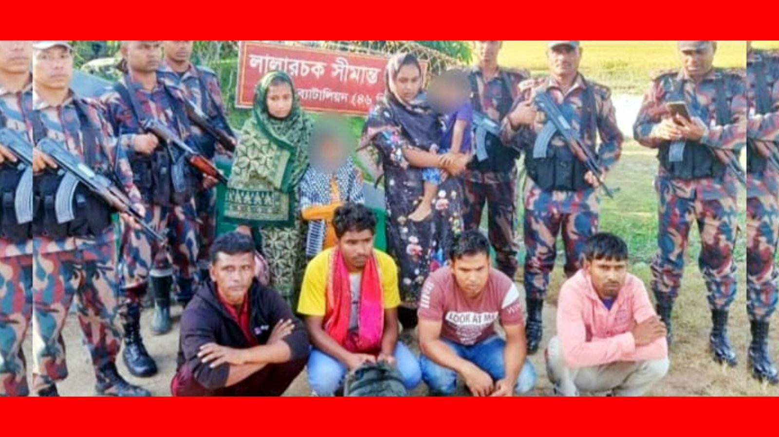 কুলাউড়ায় মানব পাচারকারীর বাড়িতে বিজিবির অভিযান,আটক-৮