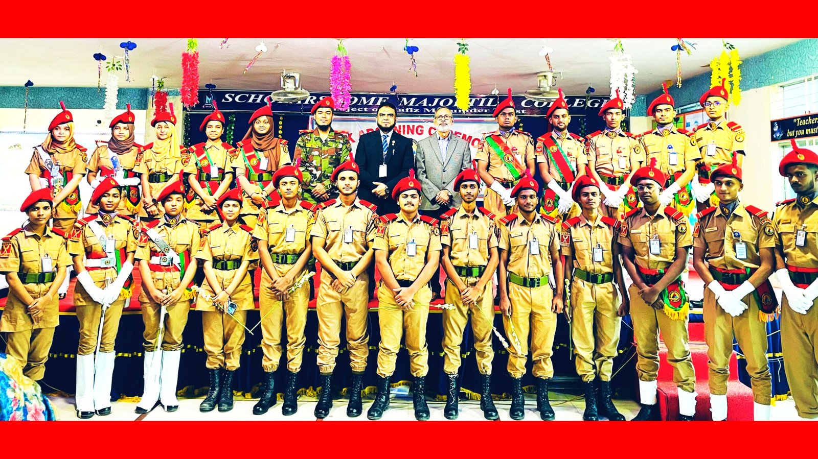 স্কলার্সহোম মেজরটিলা কলেজে বিএনসিসি প্লাটুনের র‌্যাংকব্যাজ পরিধান অনুষ্ঠান অনুষ্ঠিত
