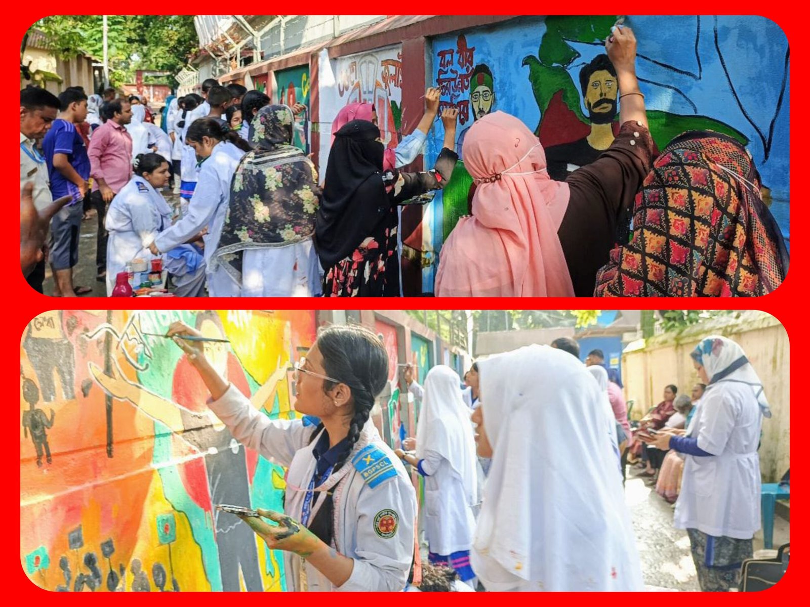 লালমনিরহাটে ‘২৪-এর রঙে গ্রাফিতি ও চিত্রাঙ্কন’ প্রতিযোগিতায় গণঅভ্যুত্থানের বার্তা তুলে ধরলো শিক্ষার্থীরা
