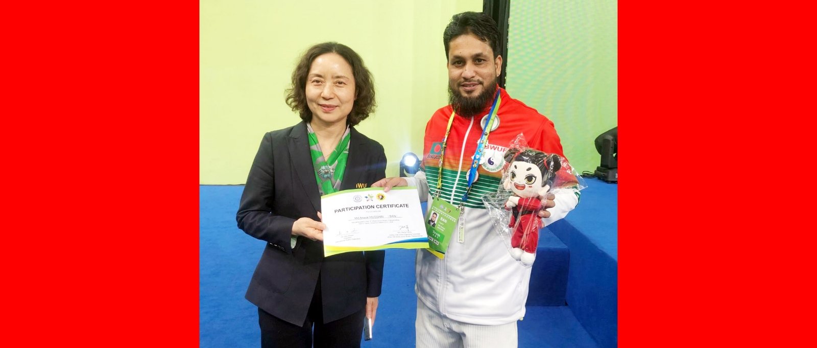 চীনে ১০ম ওয়ার্ল্ড জুনিয়র উশু চ্যাম্পিয়নশিপে সিলেটের আনোয়ার হোসেনের কৃতিত্ব