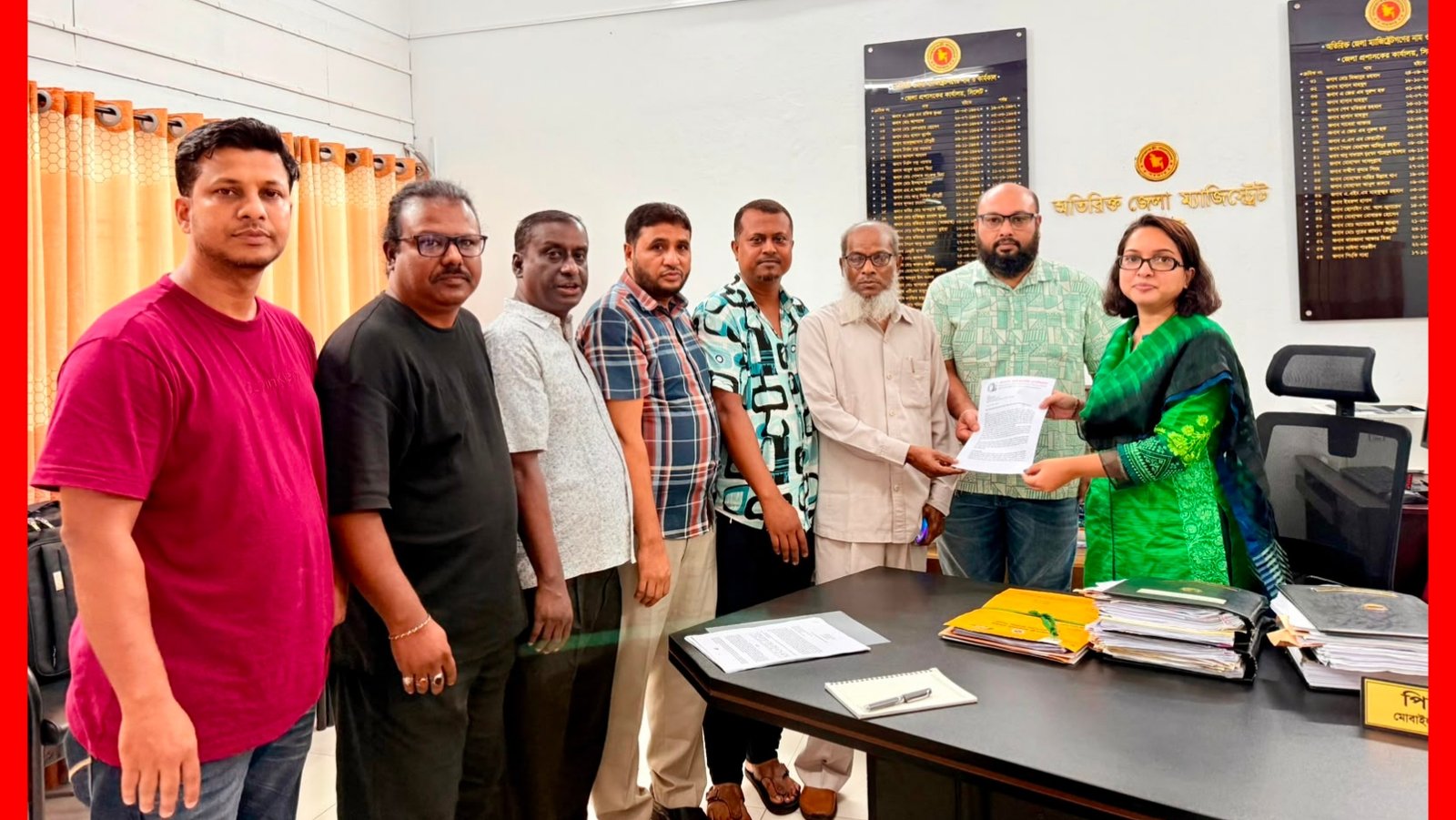 সিলেটে সাংবাদিক তুরাব হত্যার দ্রুত বিচারের দাবিতে জেলা প্রশাসককে স্মারকলিপি প্রদান